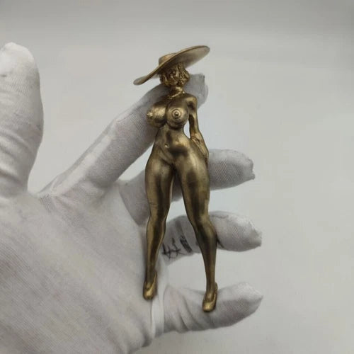 12Cm Chinese Bronze Copper Statue Hand Carved Naked Girl 07FC0E-D4 - KOEEK