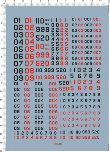 2-7mm US Army Number Military Figure Model Markings Water Slide Decal Black Red 07FC0E-D4 - KOEEK