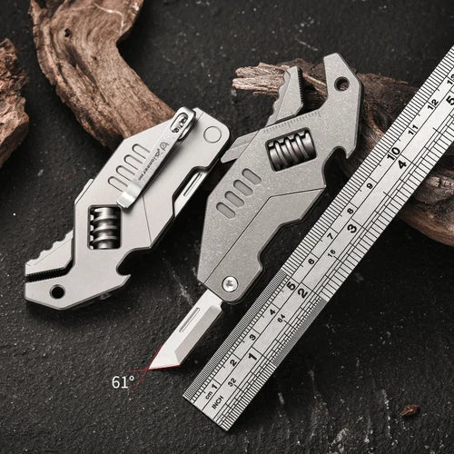 EDC Titanium Alloy Multi Tools Adjustable Wrench Pocket Folding Knife Keychain 07FC0E-D4 - KOEEK