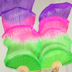 Bag Handmade Pair 1.5M Belly Dance  Silk Bamboo Fan Veil Multicolor 07FC0E-D4 - KOEEK