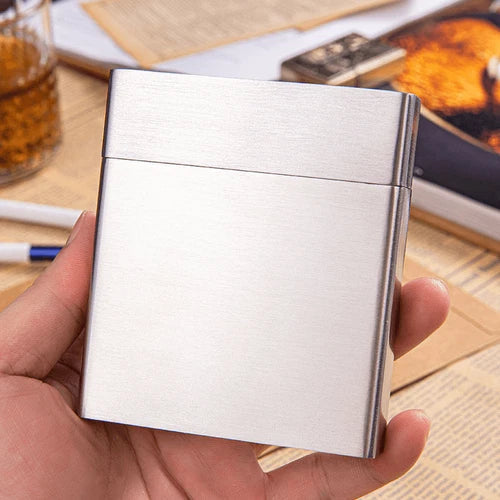 20 Stick Stainless Steel Cigarette Case Metal Portable Smoking Box For Men 07FC0E-D4 - KOEEK