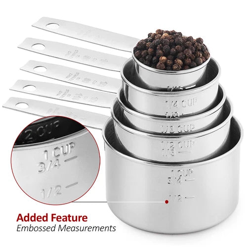 Stainless Steel Measuring Cups & Measuring Spoons 10-Piece Set 5 Cups & 07FC0E-D4 - KOEEK