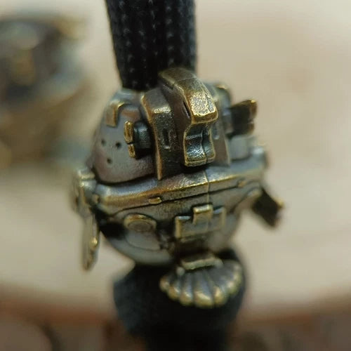 Robot Bird Brass Bead Parachute Cord Knife Lanyard Pendant EDC DIY Accessories 07FC0E-D4 - KOEEK