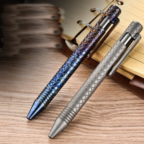 EDC Titanium Alloy Pen Working Learning Pen Ballpoint Signature Tool Pen W/ Clip 07FC0E-D4 - KOEEK