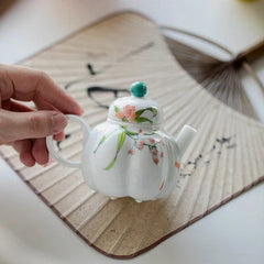 125ml Chinese Pumpkin Pot With Pure Hand-painted Iris Ceramic Teapot Creative 07FC0E-D4 - KOEEK