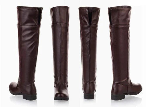 Attack On Titan Shoes Unisex Boots Flat Knee High Stretch Cosplay Riding Boot 07FC0E-D4 - KOEEK