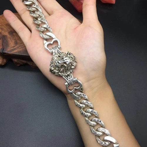 Vintage Indigenous Handmade Lion Head Silver Bracelet 17831 07FC0E-D4 - KOEEK
