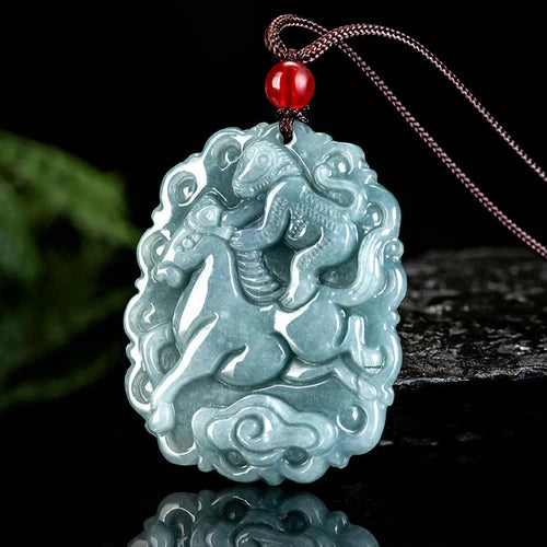 Natural Grade A Jade Jadeite Men Women Gift Bless luck Horse Monkey Pendant 07FC0E-D4 - KOEEK