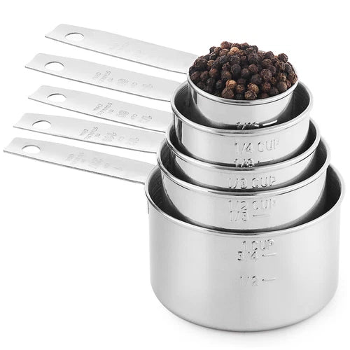 Stainless Steel Measuring Cups & Measuring Spoons 10-Piece Set 5 Cups & 07FC0E-D4 - KOEEK