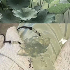 Chinese Style Lotus Pendant Necklace Elegant Hanfu Ancient Costume Accessory 07FC0E-D4 - KOEEK