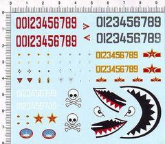 Detail Up 1/72 0-9 numbers Red Star Shark Crossbone Fighter Markings Wate Decal 07FC0E-D4 - KOEEK
