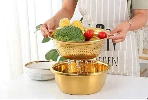 3 pieces/set Strainer Set Stainless Steel Vegetable Slicer Fruit Potato 07FC0E-D4 - KOEEK