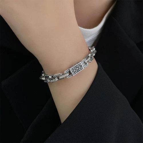 Mens Vintage Bracelet Minimalist Woven Pattern Clasp Style Jewelry 20cm Bracelet 07FC0E-D4 - KOEEK