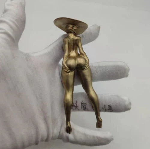 12Cm Chinese Bronze Copper Statue Hand Carved Naked Girl 07FC0E-D4 - KOEEK