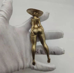 12Cm Chinese Bronze Copper Statue Hand Carved Naked Girl 07FC0E-D4 - KOEEK