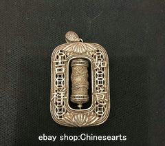 Old Collection Chinese Tibet Silver Carved loong Dragon Statue Amulet Necklace 07FC0E-D4 - KOEEK