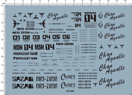 Detail Up MG 1/100 MSN-04 SAZABI Ver.Ka GDM Figure Model Water Slide Decal Black 07FC0E-D4 - KOEEK
