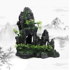 Large Resin Aquarium Mountain Rock Decoration Cave for Fish Tank Landscaping 07FC0E-D4 - KOEEK