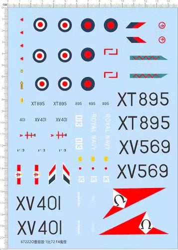 1/72 WW2 UK F-4M XT895 RAF XV401 RN F-4K XV569 Phantom Fighter Water Slide Decal 07FC0E-D4 - KOEEK