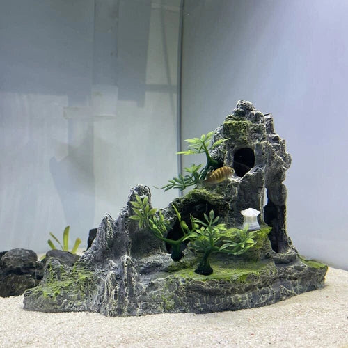 Aquarium Fish Tank Ornament Decoration Mountain Hiding Fish Tank Cave Mountain 07FC0E-D4 - KOEEK