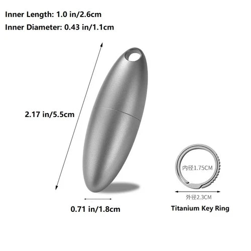 Titanium Waterproof Pill Case Holder Container Organizer Portable Keychain EDC 07FC0E-D4 - KOEEK