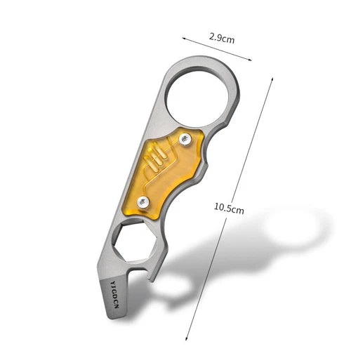 Titanium PEI Bottle Opener Pry Bar Crowbar Wrench EDC Pocket Multi Tool Keychain 07FC0E-D4 - KOEEK