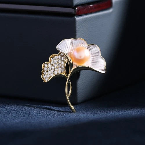 Ginkgo Leaf Brooch Cardigan Pin Women Anti Exposure Fixed Clip Jewelry 07FC0E-D4 - KOEEK