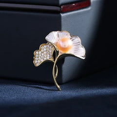 Ginkgo Leaf Brooch Cardigan Pin Women Anti Exposure Fixed Clip Jewelry 07FC0E-D4 - KOEEK