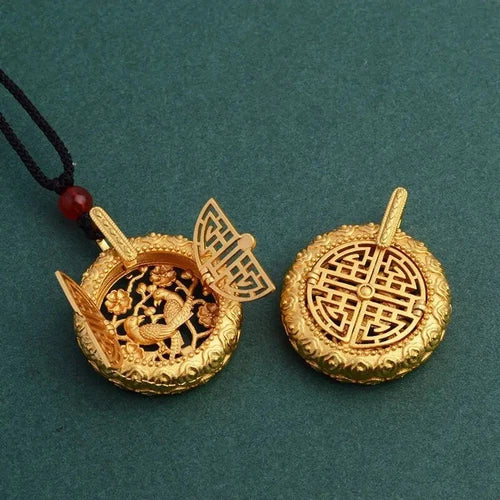 Chinese Gold Color Hollowed-out  Pendant Necklace Necklace Jewelry 07FC0E-D4 - KOEEK