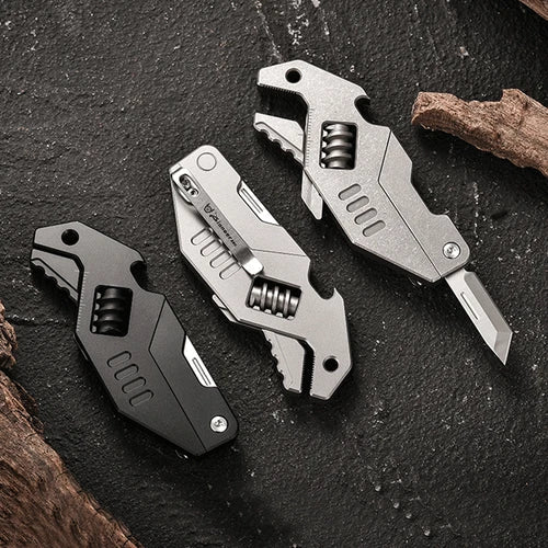 EDC Titanium Alloy Multi Tools Adjustable Wrench Pocket Folding Knife Keychain 07FC0E-D4 - KOEEK