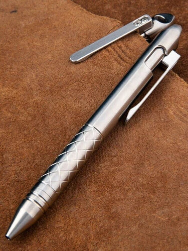 Premium Titanium Pocket Ball Pen Ballpoint Pen Checkered Design Outdoor EDC 07FC0E-D4 - KOEEK