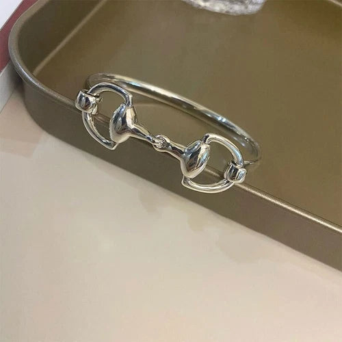 925 Silver Plating Vintage Simple Buckle Cuff Bracelet Elegant Unique Bangle 07FC0E-D4 - KOEEK