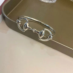 925 Silver Plating Vintage Simple Buckle Cuff Bracelet Elegant Unique Bangle 07FC0E-D4 - KOEEK