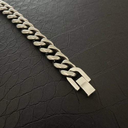 Pure Titanium Necklace 10.5mm Grinding Six Faced Cuban Chain Anti Allergy 23.6" 07FC0E-D4 - KOEEK