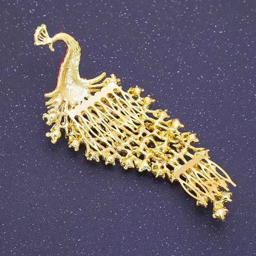 Chinese Style Bride Headpiece Wedding Hair Accessory Red Phoenix Headdress 07FC0E-D4 - KOEEK