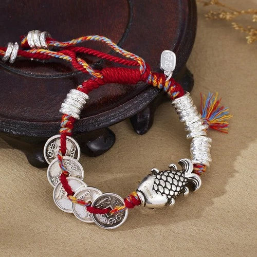 National Style Koi Fish Woven Bracelet Five Emperor s Adjustable Unisex 07FC0E-D4 - KOEEK