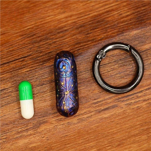 Pure Titanium Waterproof Pill Holder Case Container Keychain Handmade EDC Gift 07FC0E-D4 - KOEEK