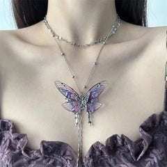 Purple Butterfly Bead Necklace For Women Clavicle Chain Jewelry 07FC0E-D4 - KOEEK