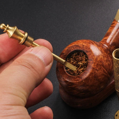 Antique Brass Color 2 in 1 Carved Smoking Pipe Tamper Brass Pick Tamping Tool 07FC0E-D4 - KOEEK