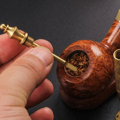 Antique Brass Color 2 in 1 Carved Smoking Pipe Tamper Brass Pick Tamping Tool 07FC0E-D4 - KOEEK