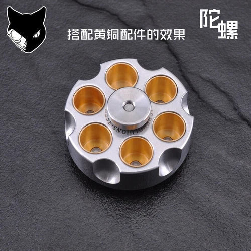 Stainless Steel Revolver Finger Spinner Hand Fidget Pocket EDC ToyTopBullets 07FC0E-D4 - KOEEK
