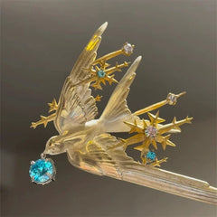 Chinese Style Swallow Hair Pin Cubic Zirconia Inlay Hanfu Qipao Accessory 07FC0E-D4 - KOEEK
