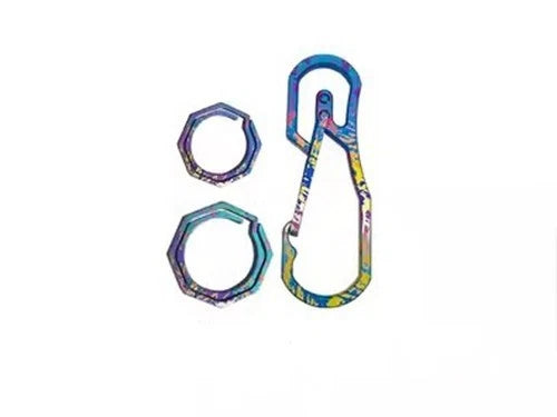 Titanium Alloy Keychain Carabiner w Ring Outdoor EDC Waist Hanging Buckle Tool 07FC0E-D4 - KOEEK