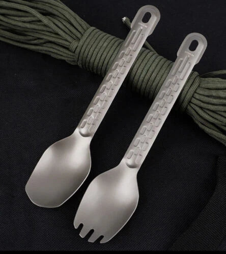 Titanium Spoon / Spork Tableware Outdoor Travel Portable Small Kitchen EDC Tools 07FC0E-D4 - KOEEK