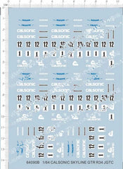 Detail Up 1/64 Skyline GTR R34 Sport Racing Car Model Markings Water Slide Decal 07FC0E-D4 - KOEEK
