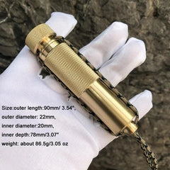 Brass Waterproof Pills Case Container Box Pendant with Compass Multi EDC Tool 07FC0E-D4 - KOEEK
