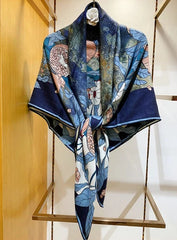 70% Cashmere 30% Silk Scarf 53'' Neckerchief Shawl pomegranate Print Square Wrap 07FC0E-D4 - KOEEK