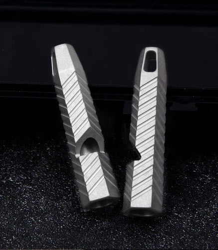 Hot Titanium Alloy Portable Keychain Treble Whistle Pendant Outdoor Survival EDC 07FC0E-D4 - KOEEK