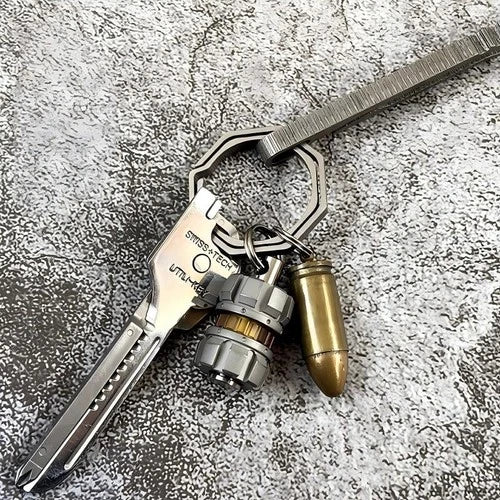 Titanium Damascus Zirconium Knife Lanyard Bead Paracord Pendant EDC Charm DIY 07FC0E-D4 - KOEEK