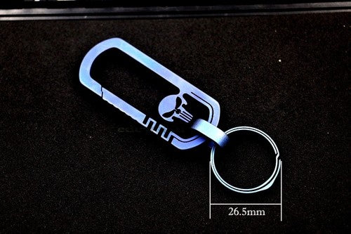 EDC Titanium TC4 Skull Keychain Carabiner w/ Key Ring outdoor Fast Hanging Tool 07FC0E-D4 - KOEEK